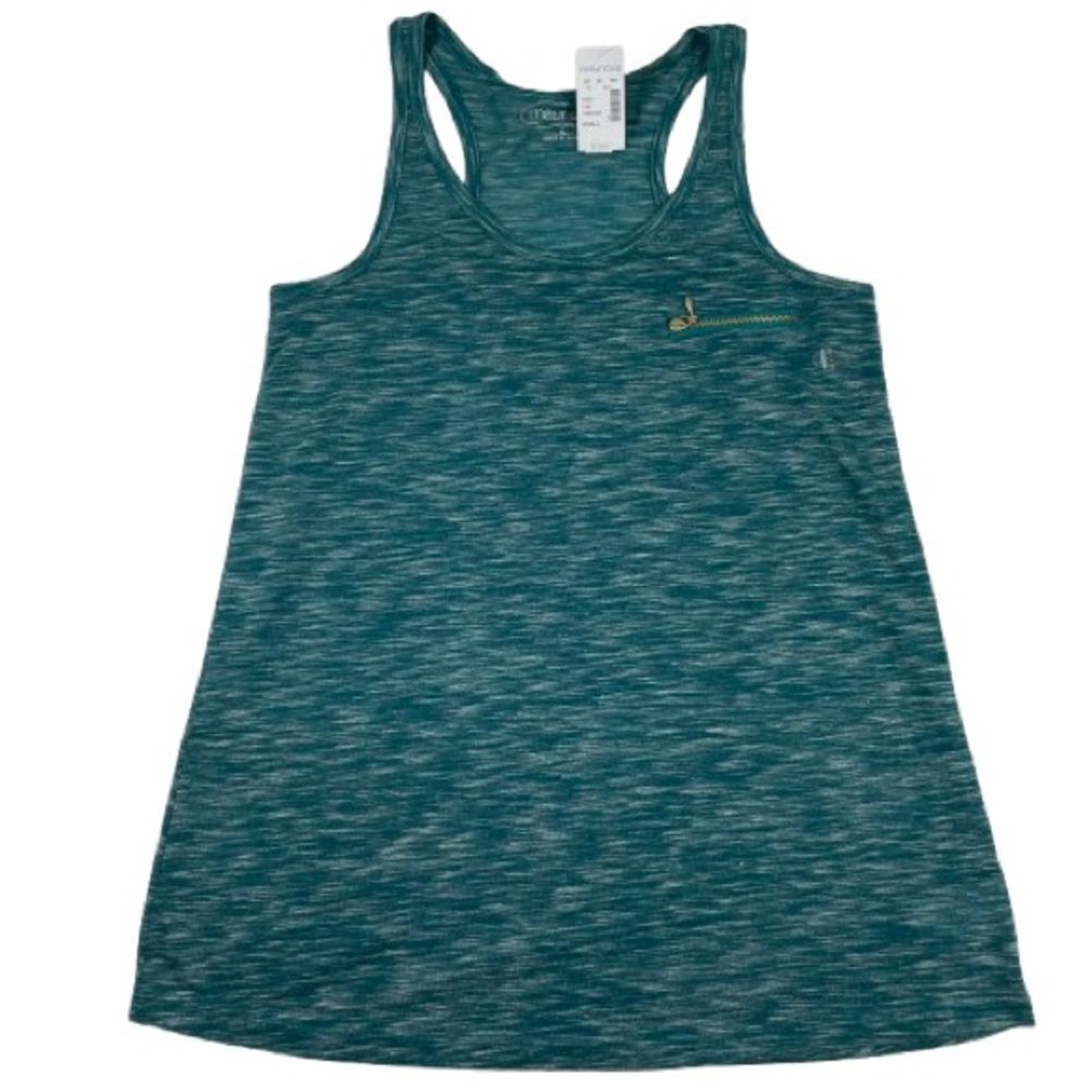 NWT Small Maurices Teal & White Racerback Tank Soft Lightweight Golden Zipper